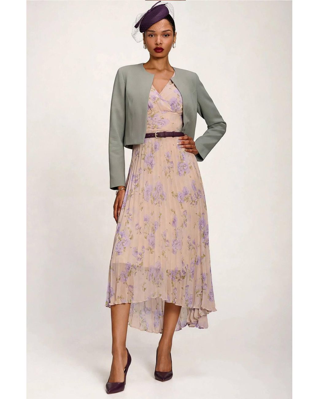 Jolie Moi Natural Chiffon Pleated Maxi Dress