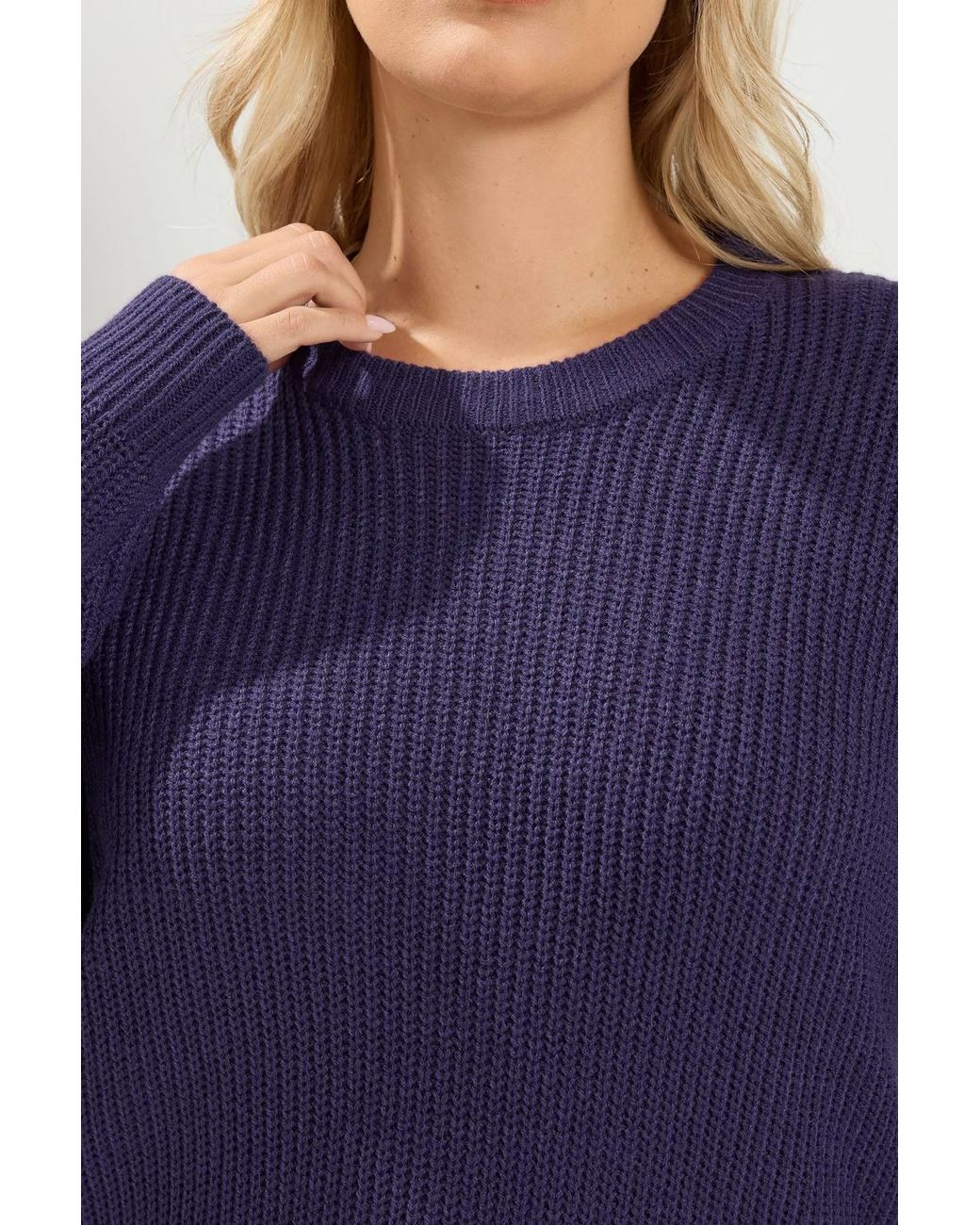 Yours Blue Crew Neck Knitted Jumper