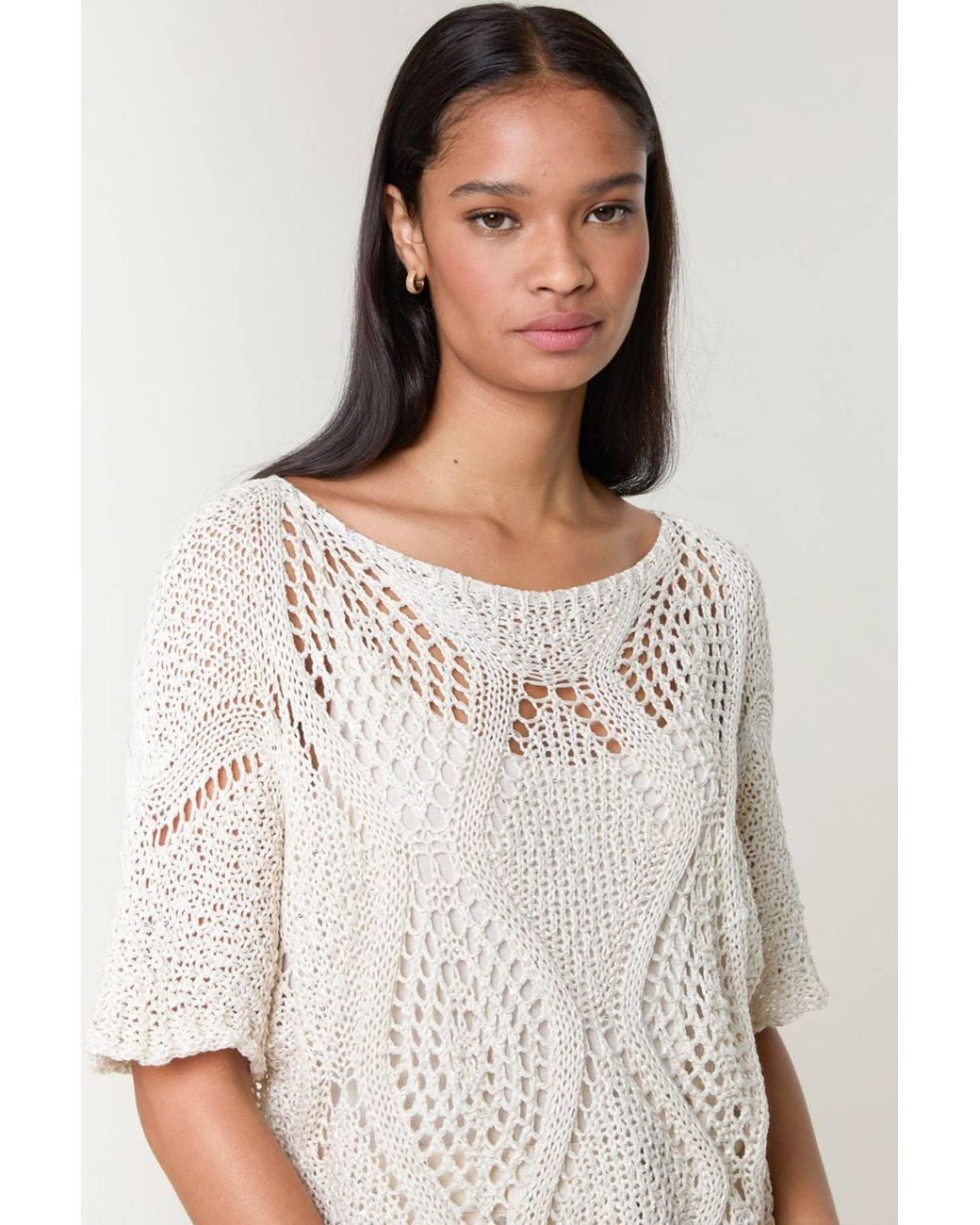 Blue Vanilla Natural Short Sleeve Round Neck Top