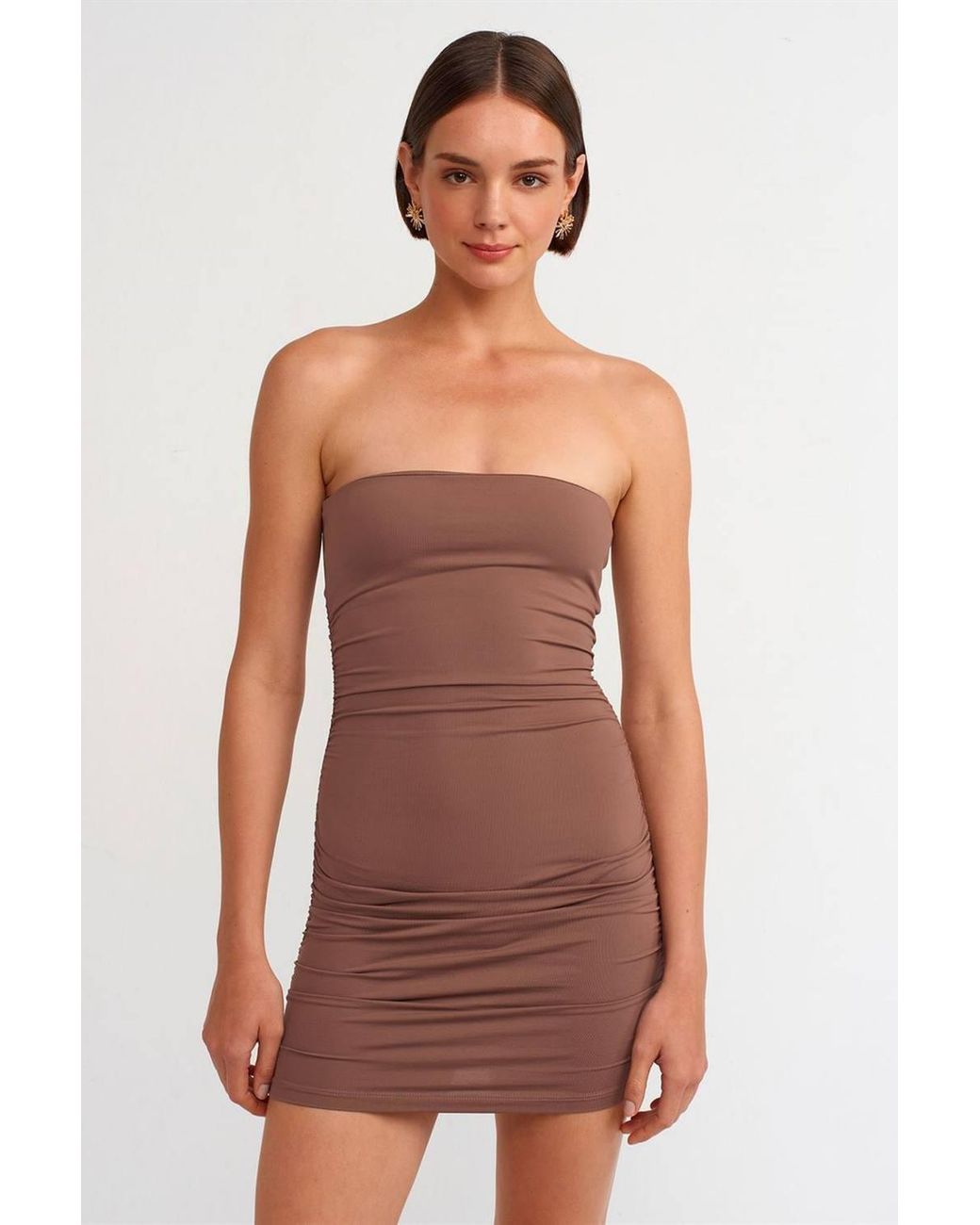 Dilvin Gray Strapless Bodycon Mini Dress