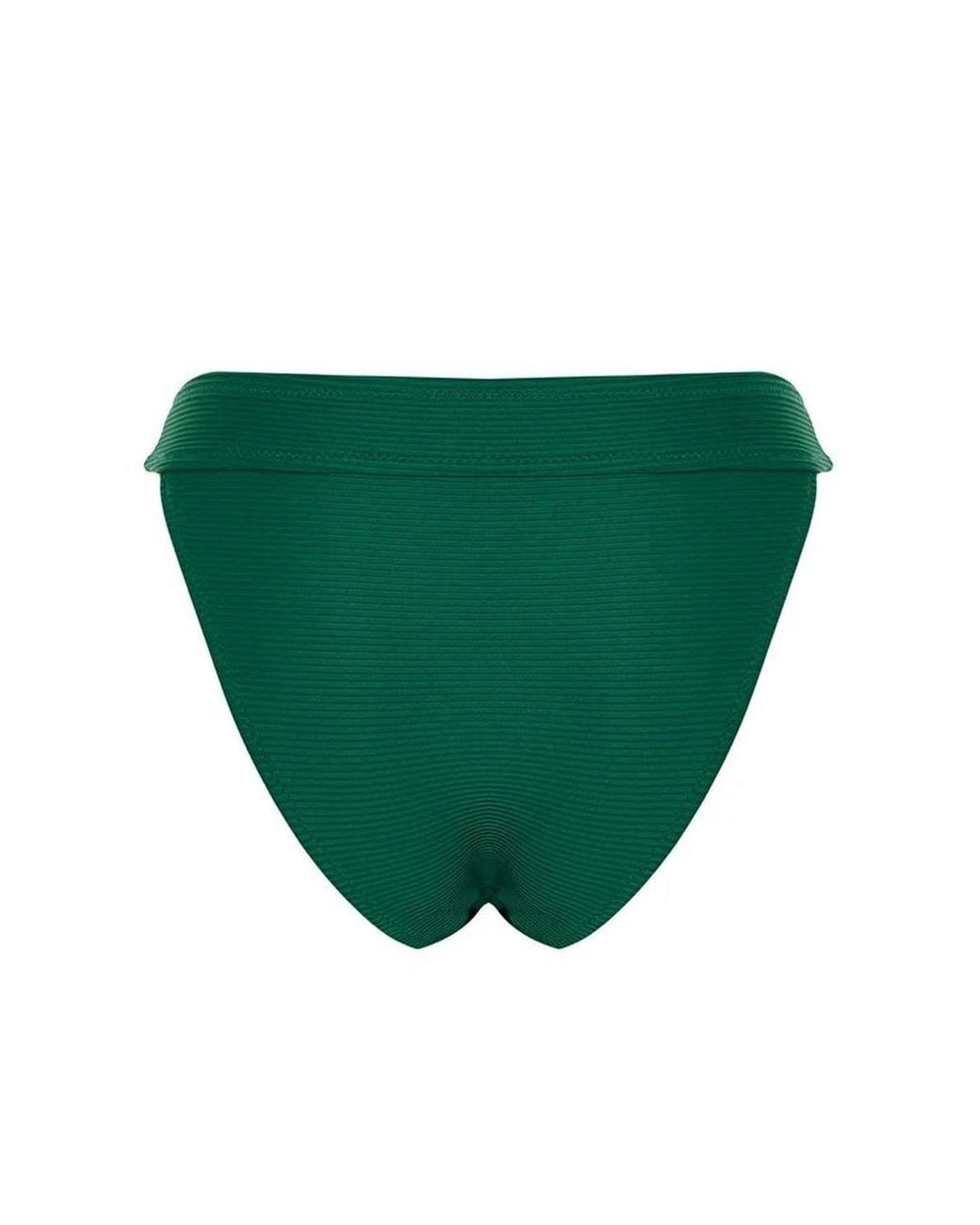 WOVCOR Green Textured Regular Waist Bikini Bottom W/ Minimal High Leg Fit