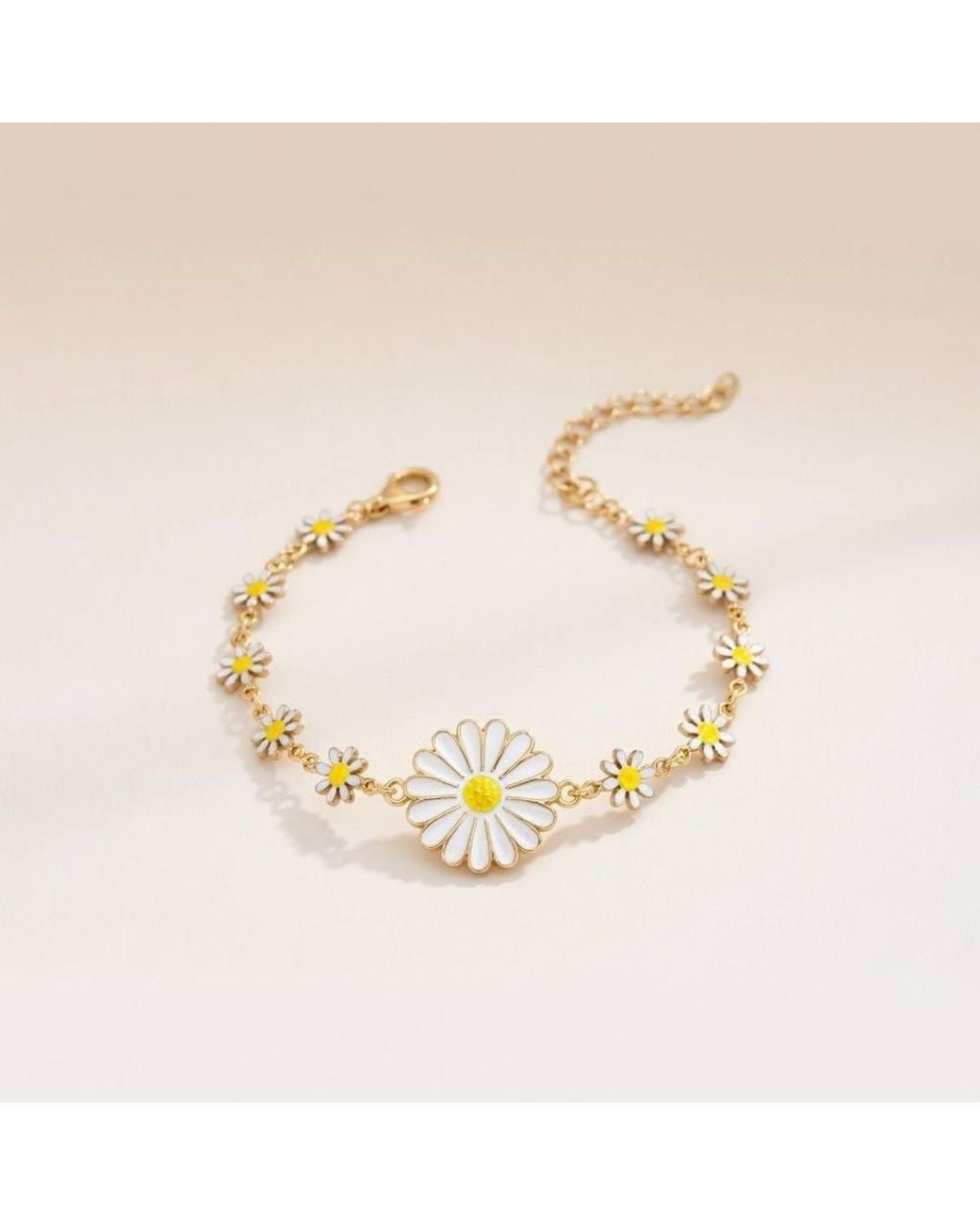 The Colourful Aura Metallic Sun Flower Charms Summer Indie Boho Daisy Floral Adjustable Bracelet