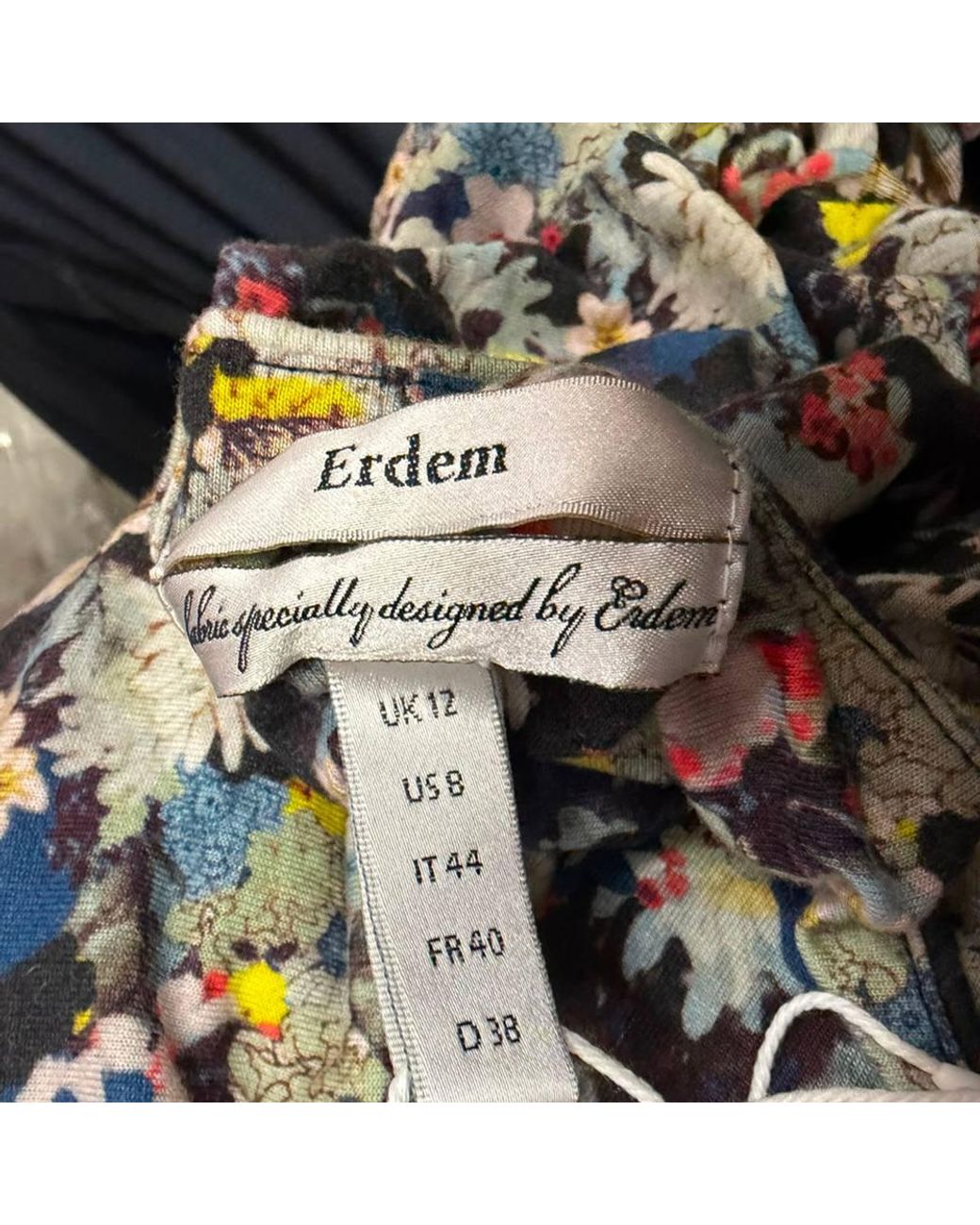 Erdem Green Preloved Floral-Print Long Sleeve Blouse