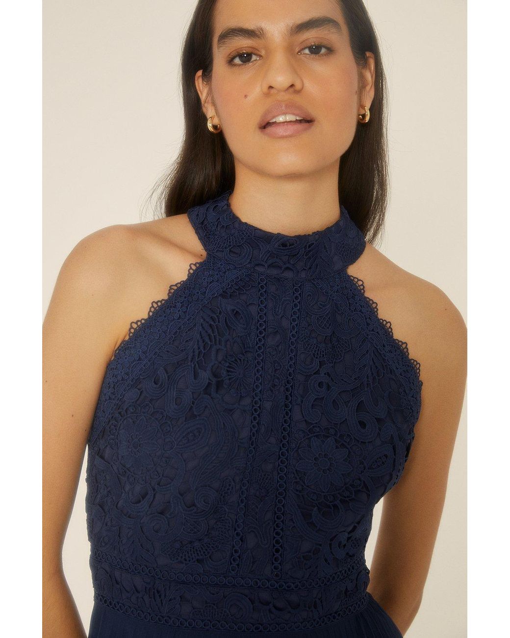 Oasis navy pleated shop dress