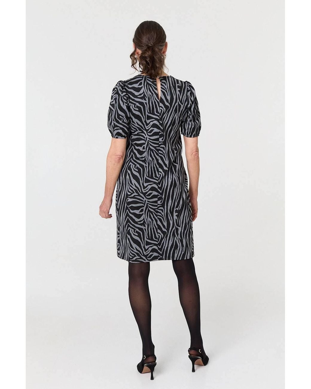 Izabel London Blue Animal Print Knee Length Shift Dress