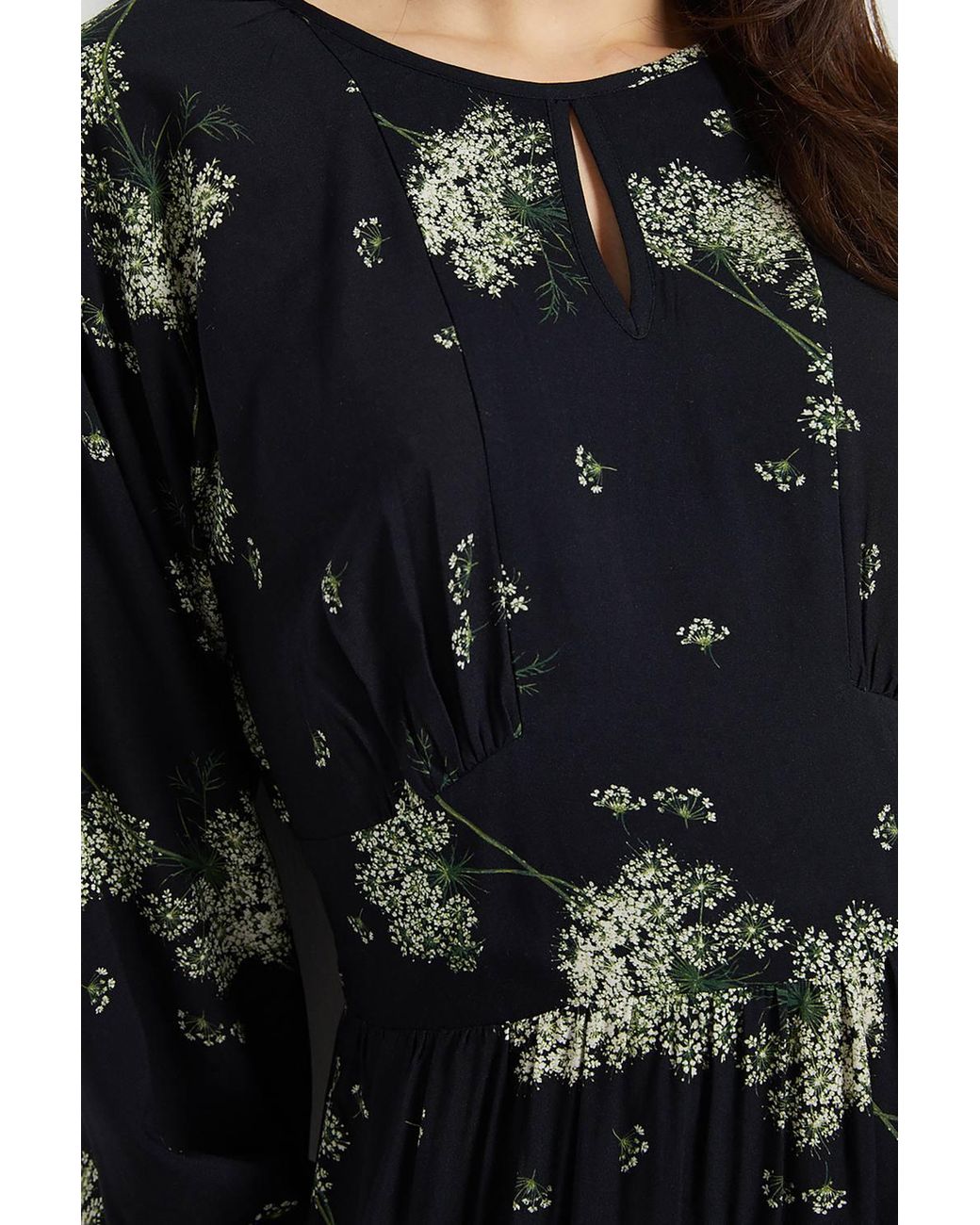 Dorothy Perkins Multicolor Blouson Sleeve Keyhole Detail Midi Dress
