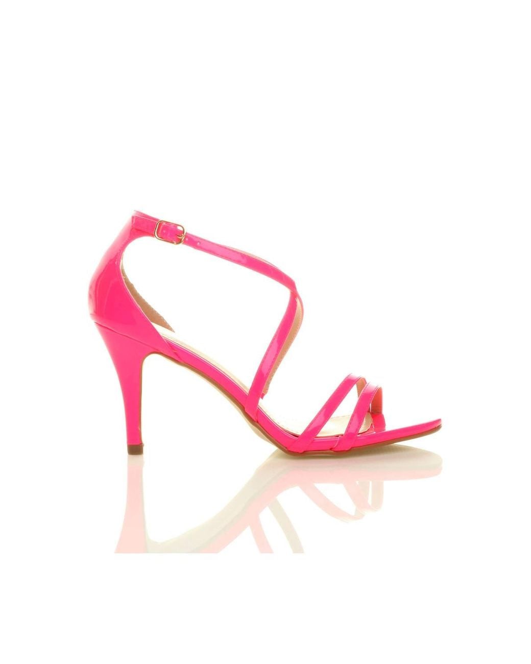 AJVANI Pink Crossed Straps Buckle High Heeled Sandals