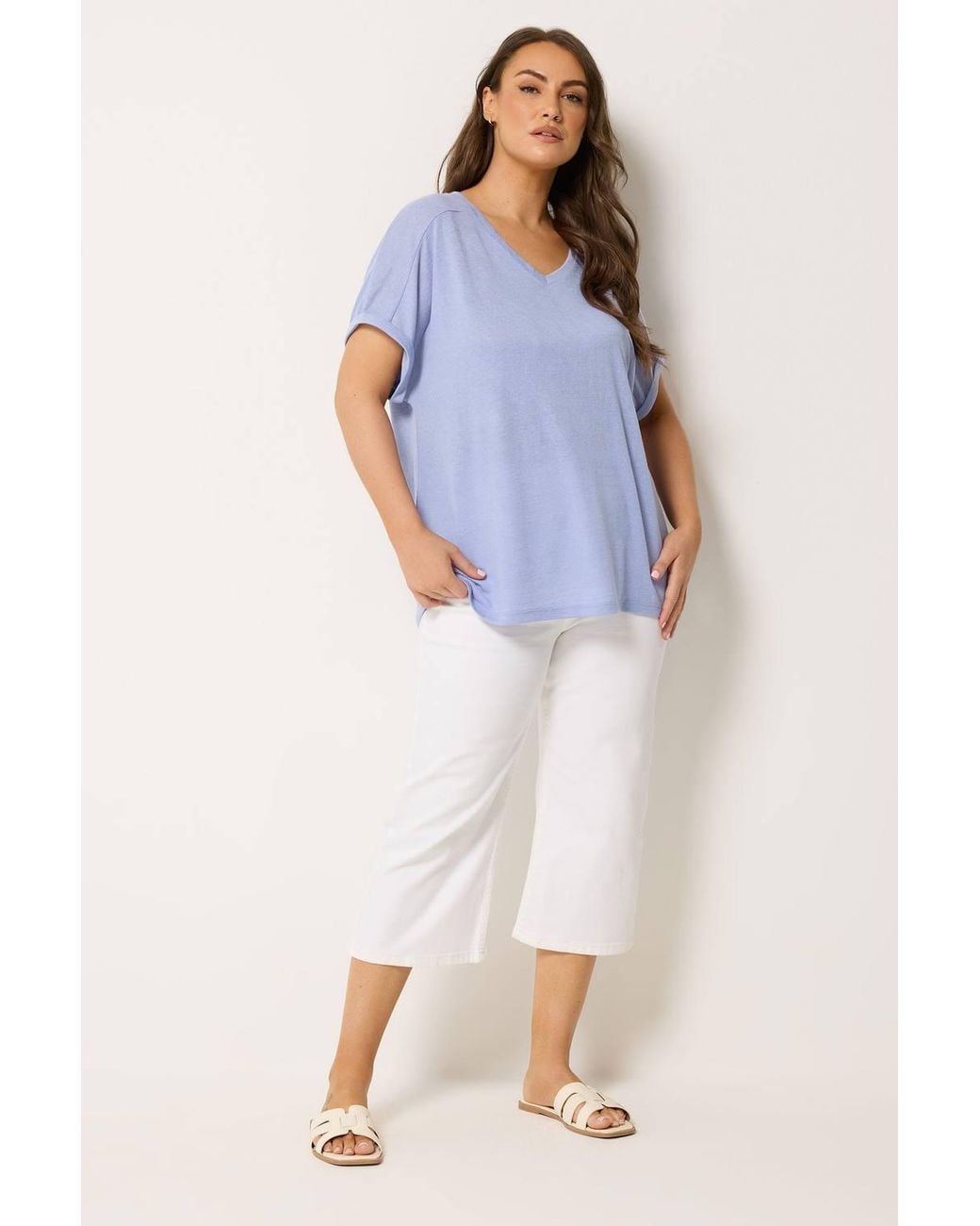 Yours Blue Linen Look T-Shirt