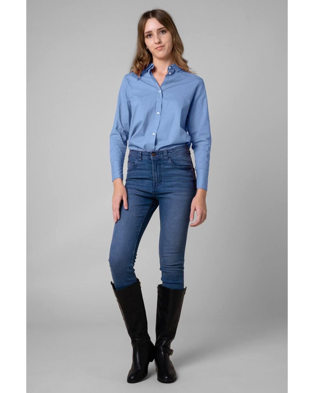 Enorsia Blue Long Sleeve Work Shirt