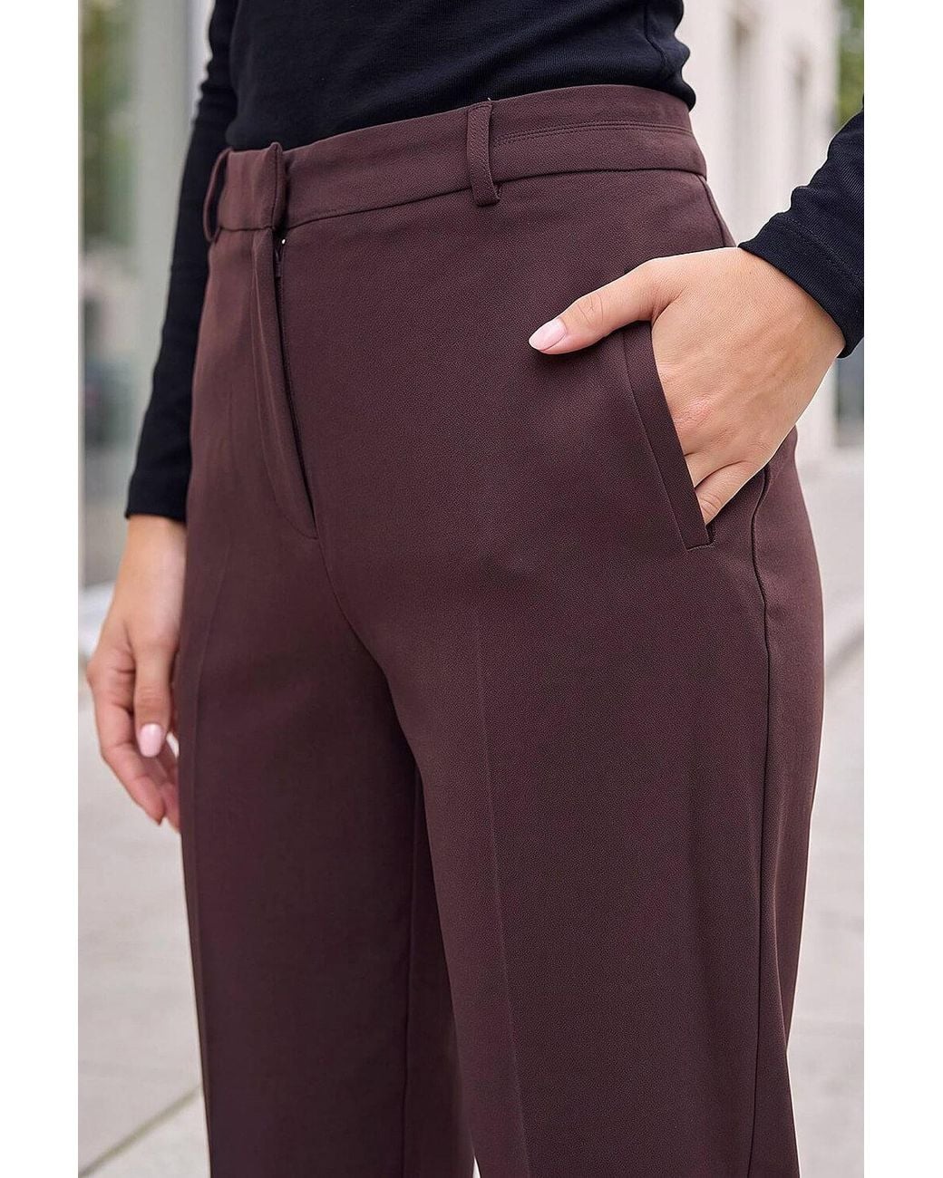 Roman Brown Straight Leg Stretch Trouser