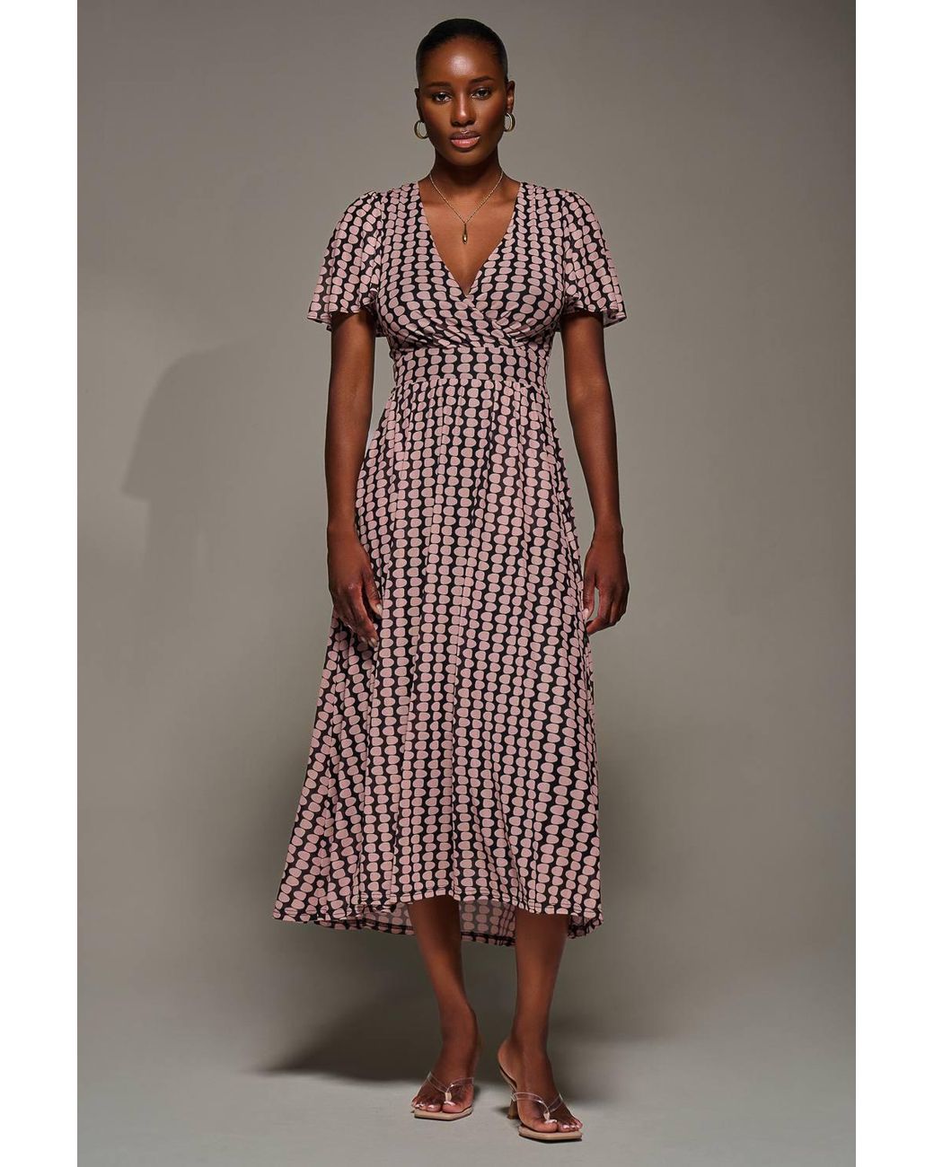 Jolie Moi Brown Mesh Short Sleeve Midaxi Dress