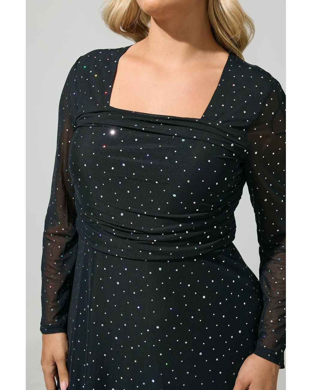 Yours Black Sequin Mesh Maxi Dress