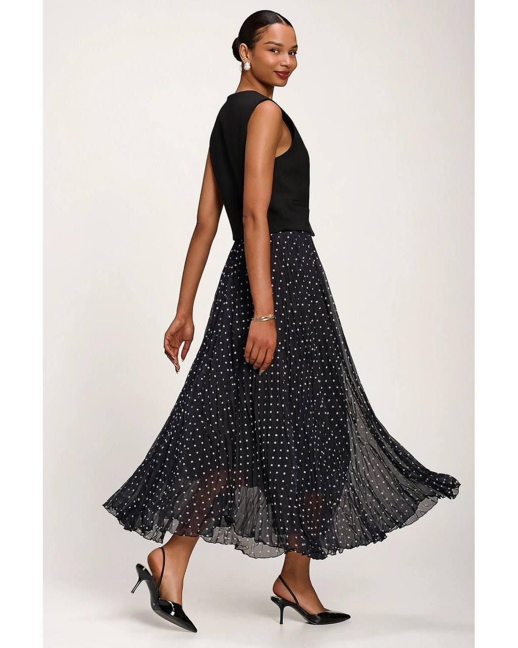 Jolie Moi Blue Spotty Crinkle Mesh Maxi Skirt