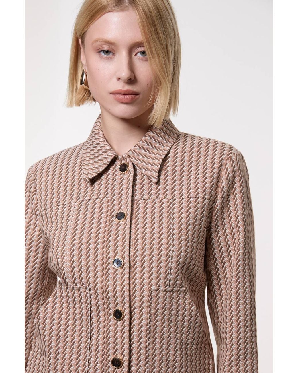 Karen Millen Blue Jacquard Single Breasted Tailored Blazer