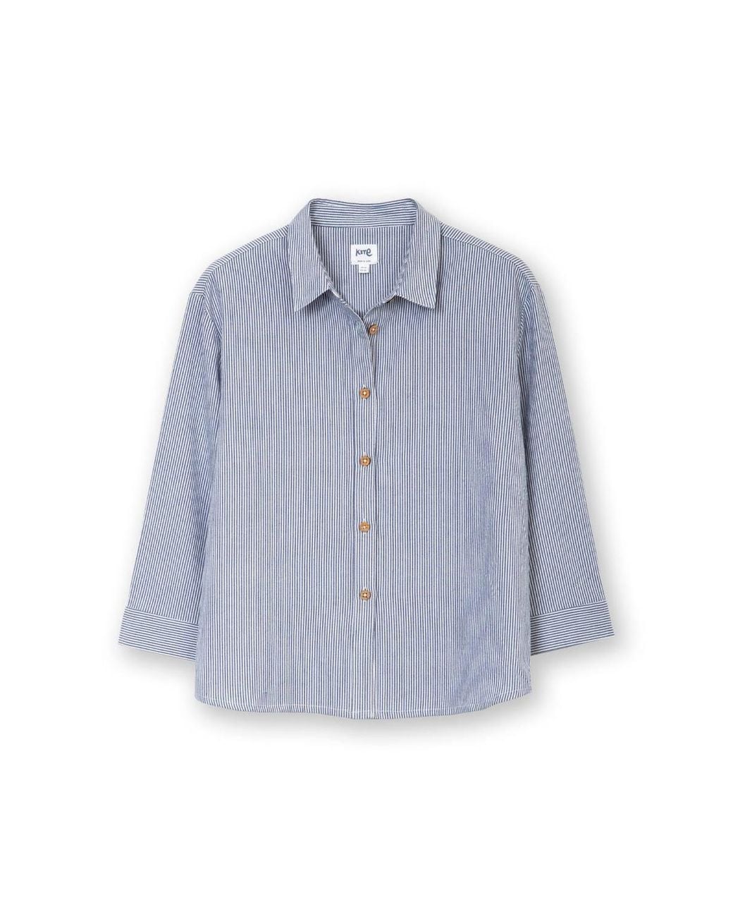 Kite White Whitmore 3/4 Sleeve Ticking Shirt