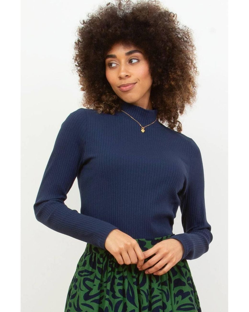 Kite Blue Bagber Turtle Neck Jersey Top