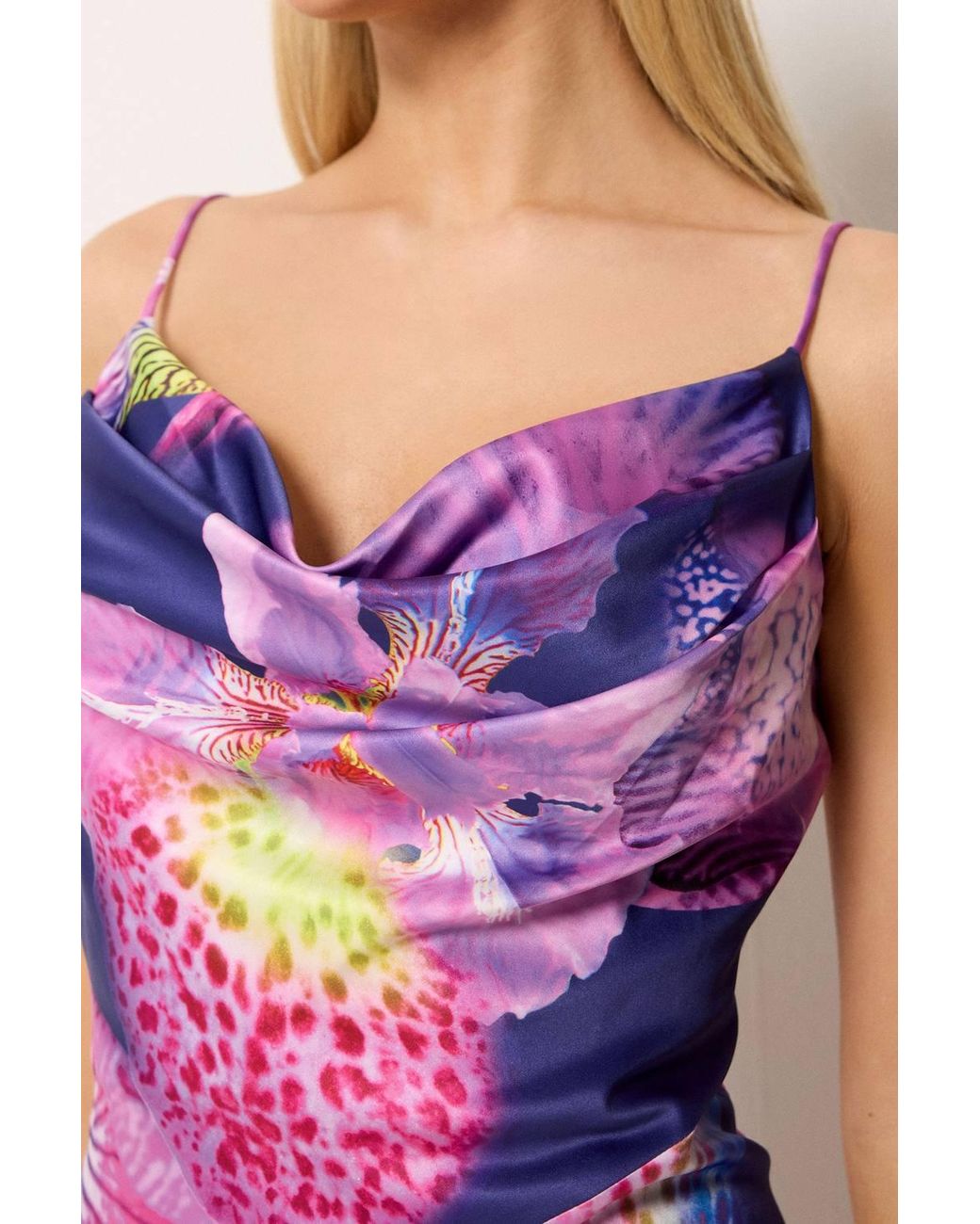 Star by Julien MacDonald Pink Floral Cowl Neckline Maxi Dress