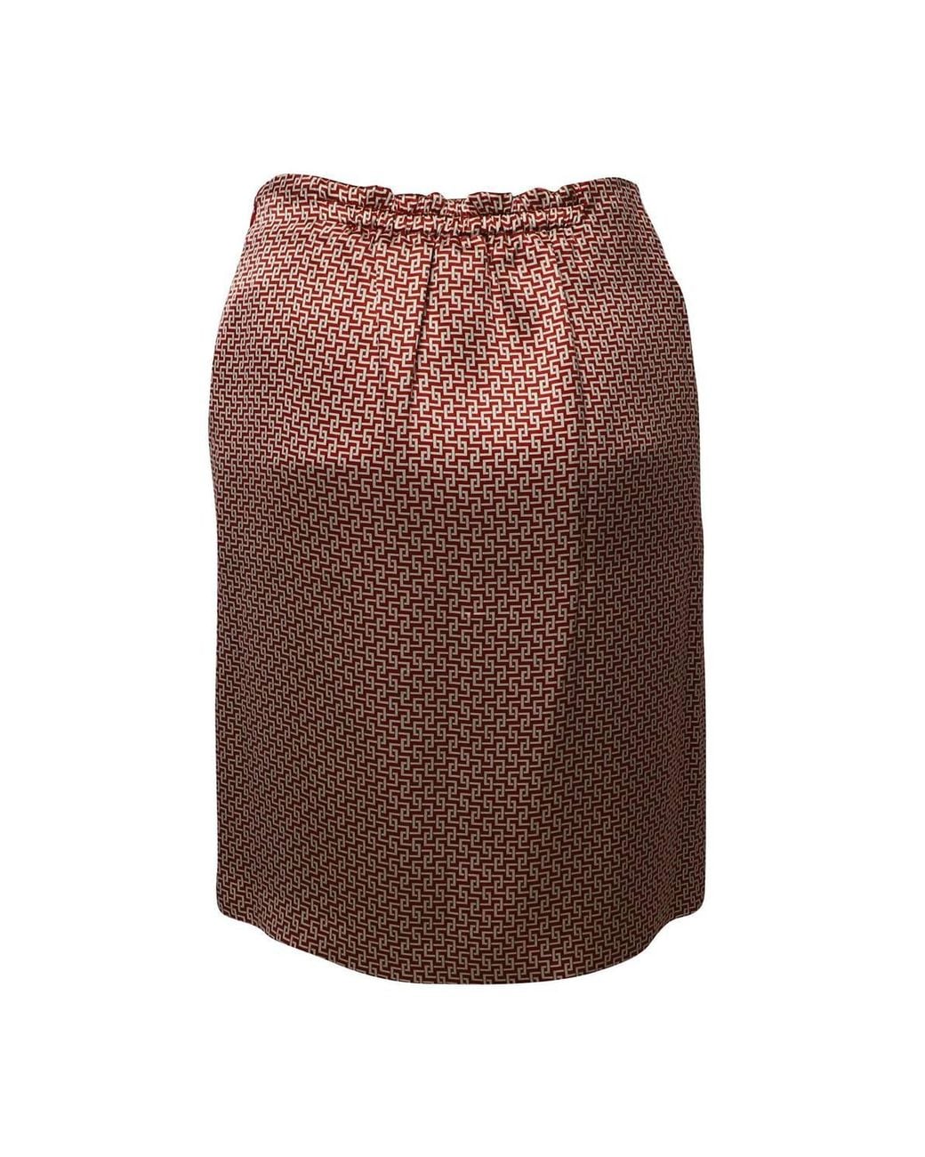 Etro Brown Preloved Geometric Print Knee Length Skirt