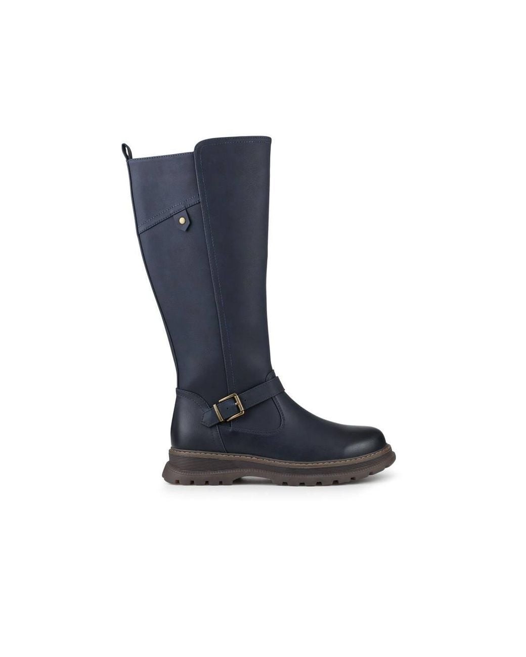 Pavers Blue Casual Wedge Heel Long Boots