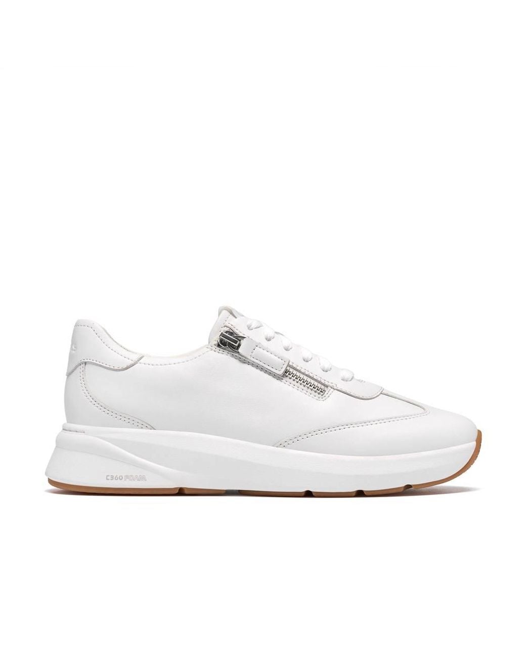 Clarks White Code R Run Leather Trainers, Lace Up