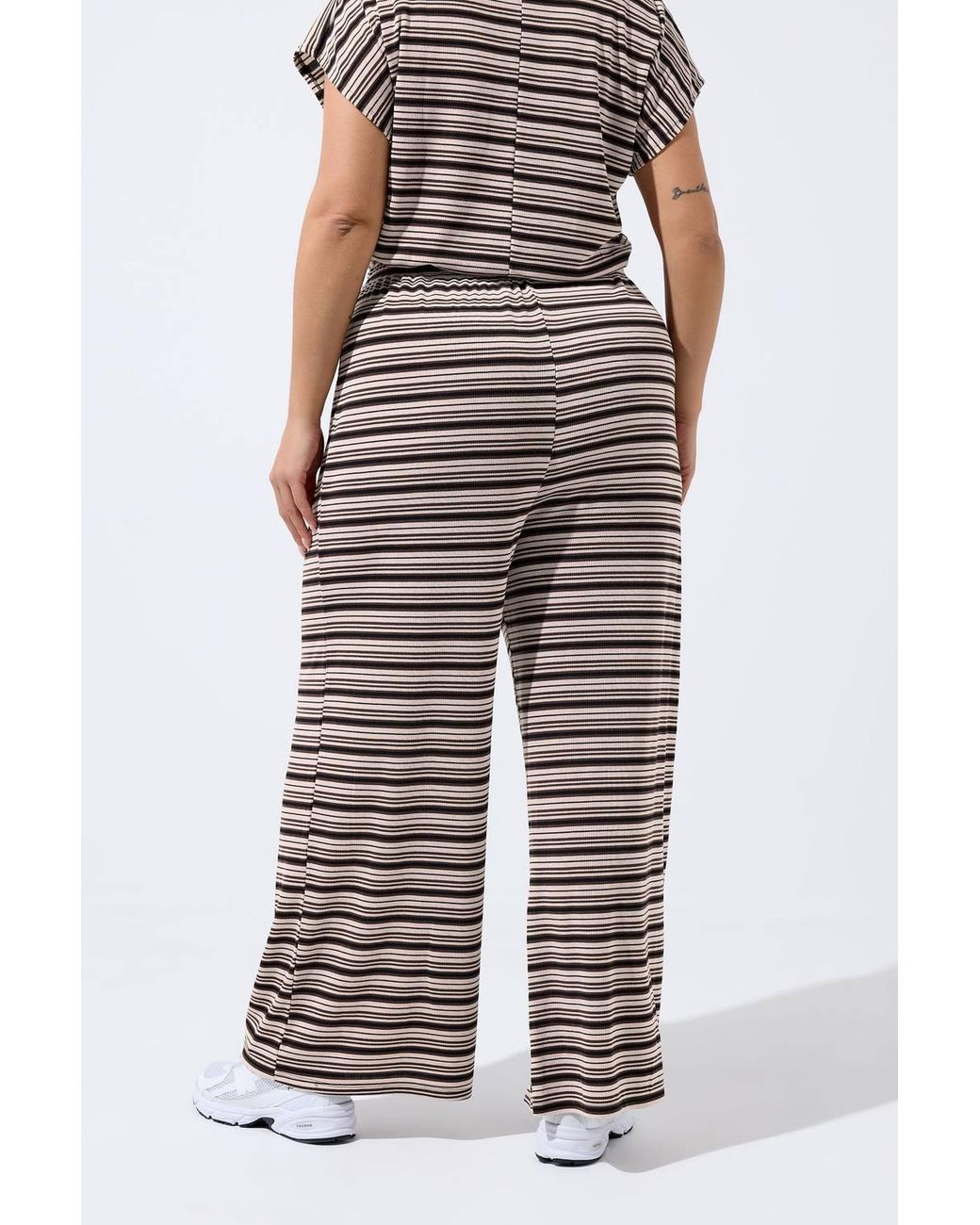 Yours Multicolor Stripe Ribbed Wide Leg Trousers
