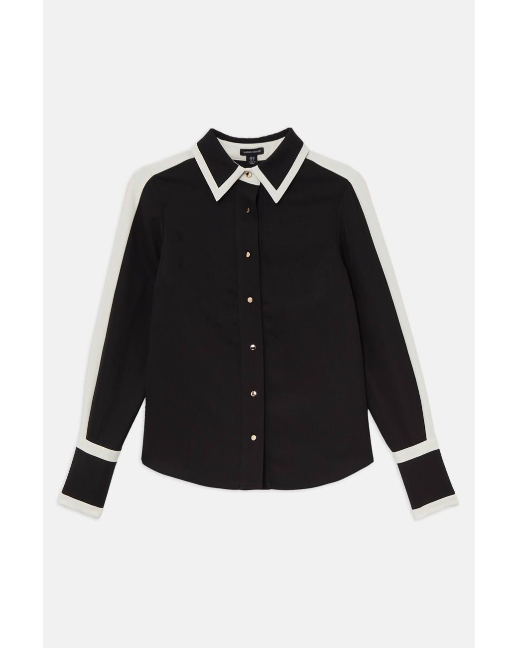 Karen Millen Blue Forever Colour Block Twill Woven Shirt