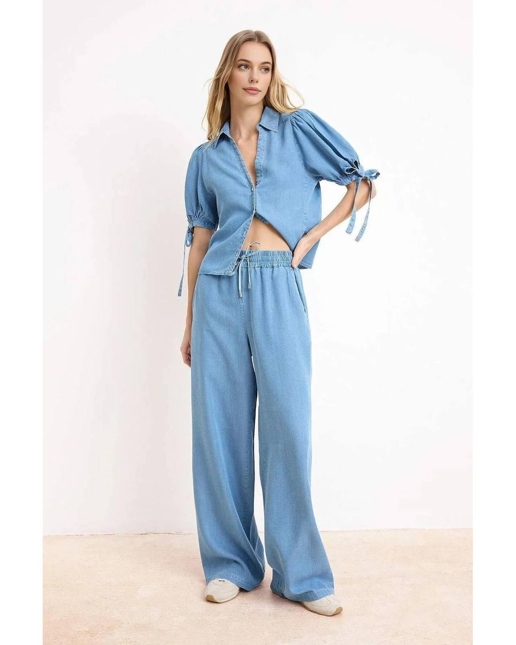 WOVCOR Blue Tencel Denim Co Ord Set