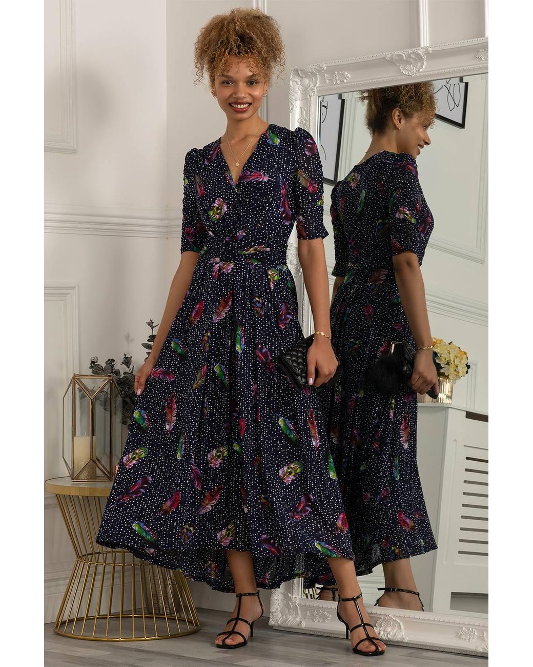 Jolie Moi Blue Ressie Dip Hem Maxi Dress