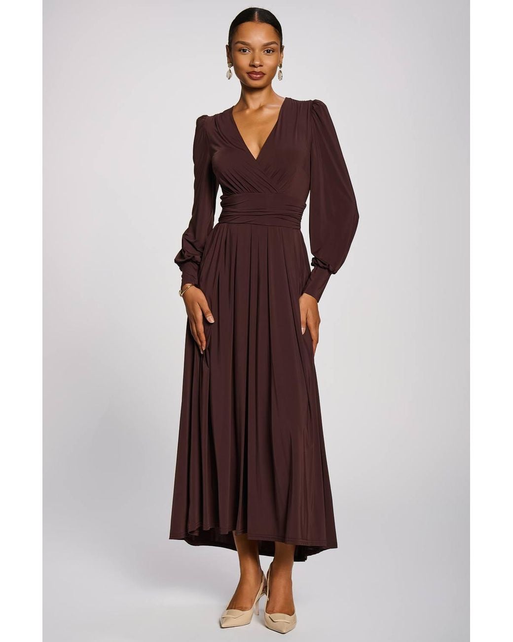 Jolie Moi Purple Long Sleeve Soft Jersey Maxi Dress