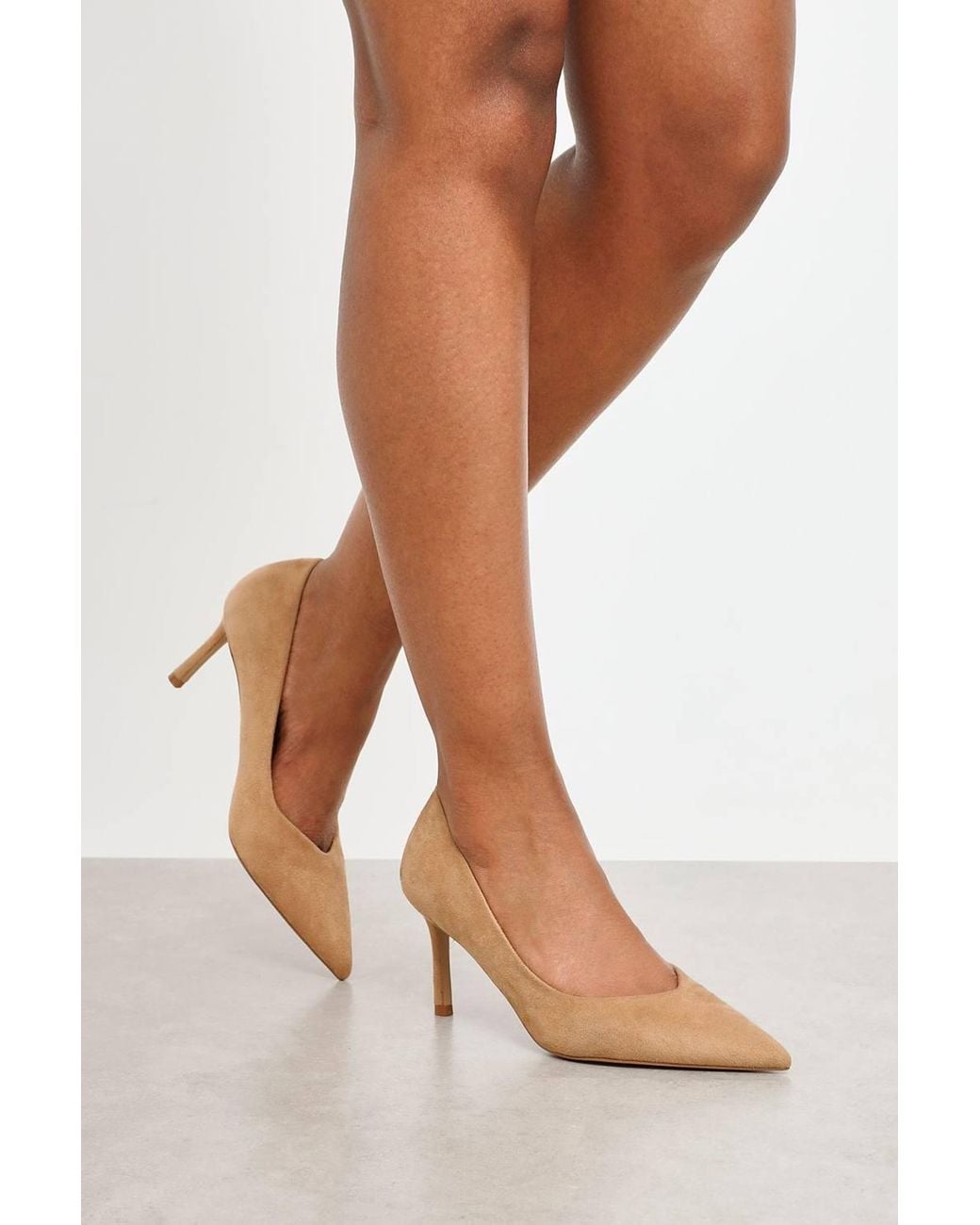 Linzi Natural Classic Faux Suede Court Heels