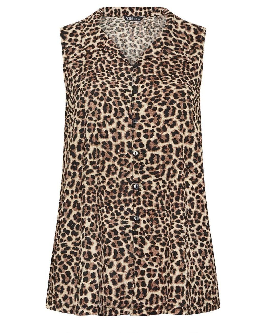 Yours Brown Leopard Print Collared Top