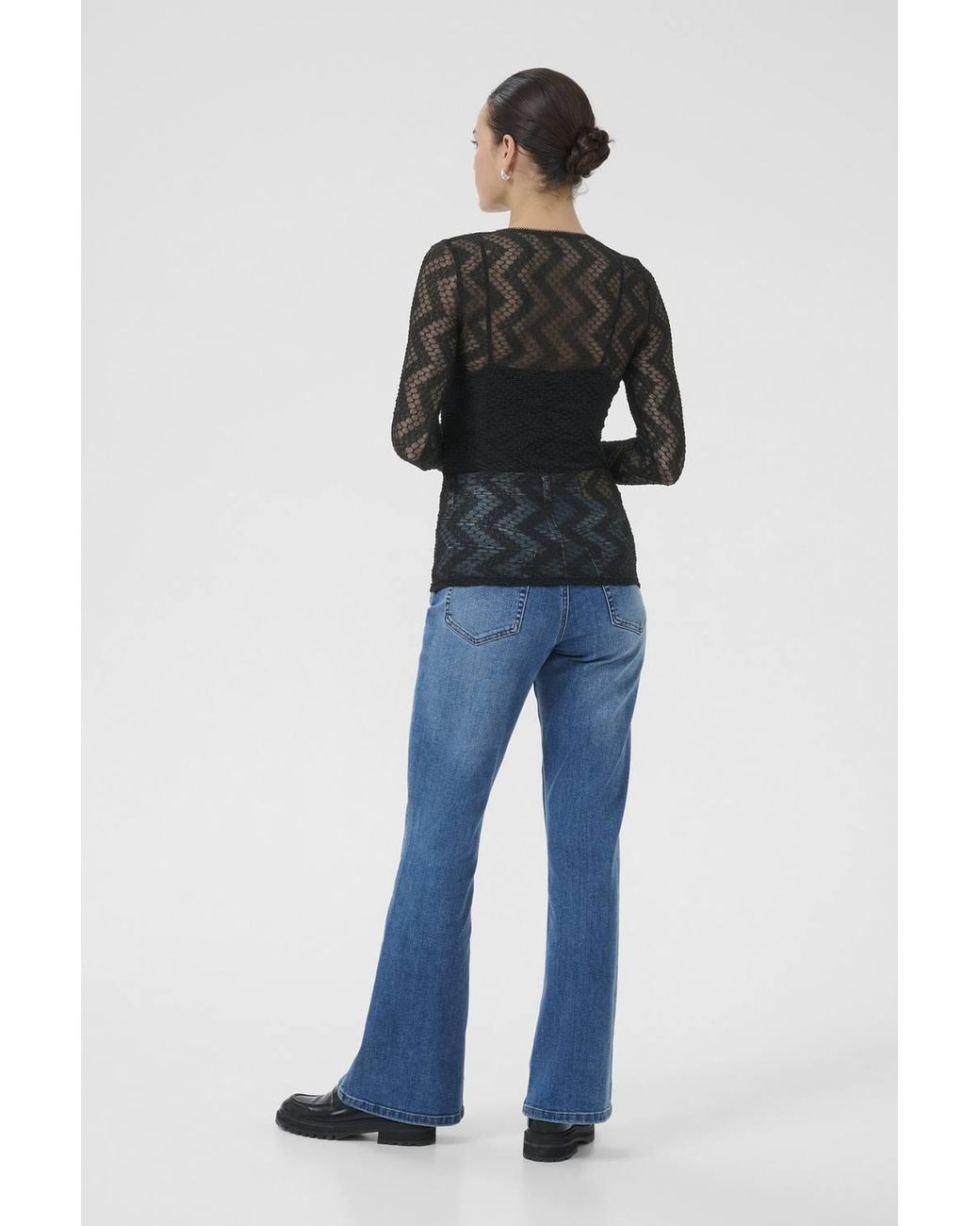 Kaffe Blue Kalorinda Long Sleeve Lace T-Shirt