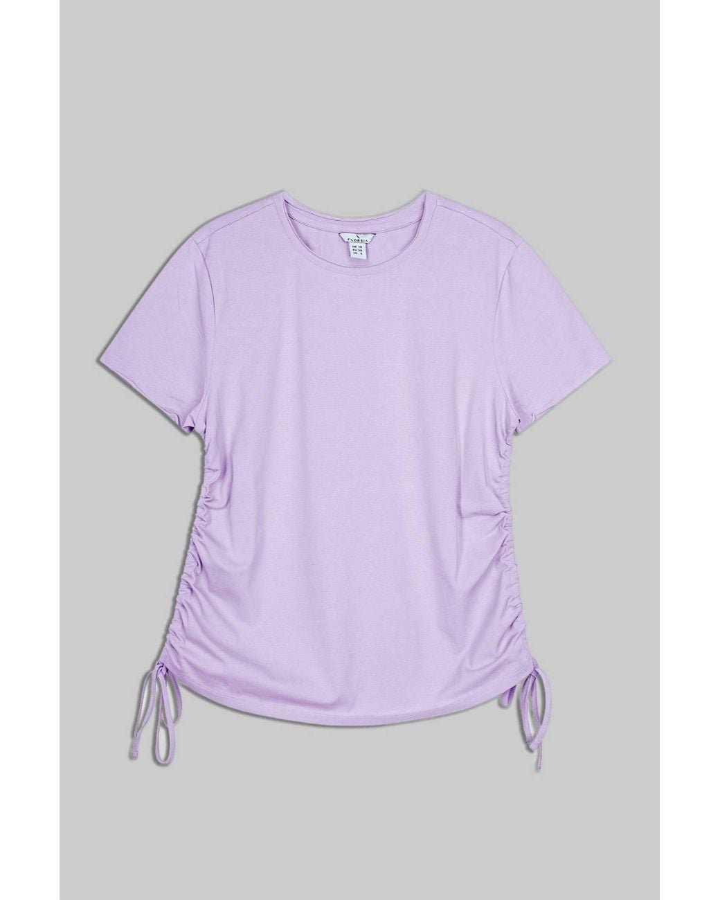 Enorsia Purple Ruched Side Seam Short Sleeve T-Shirt