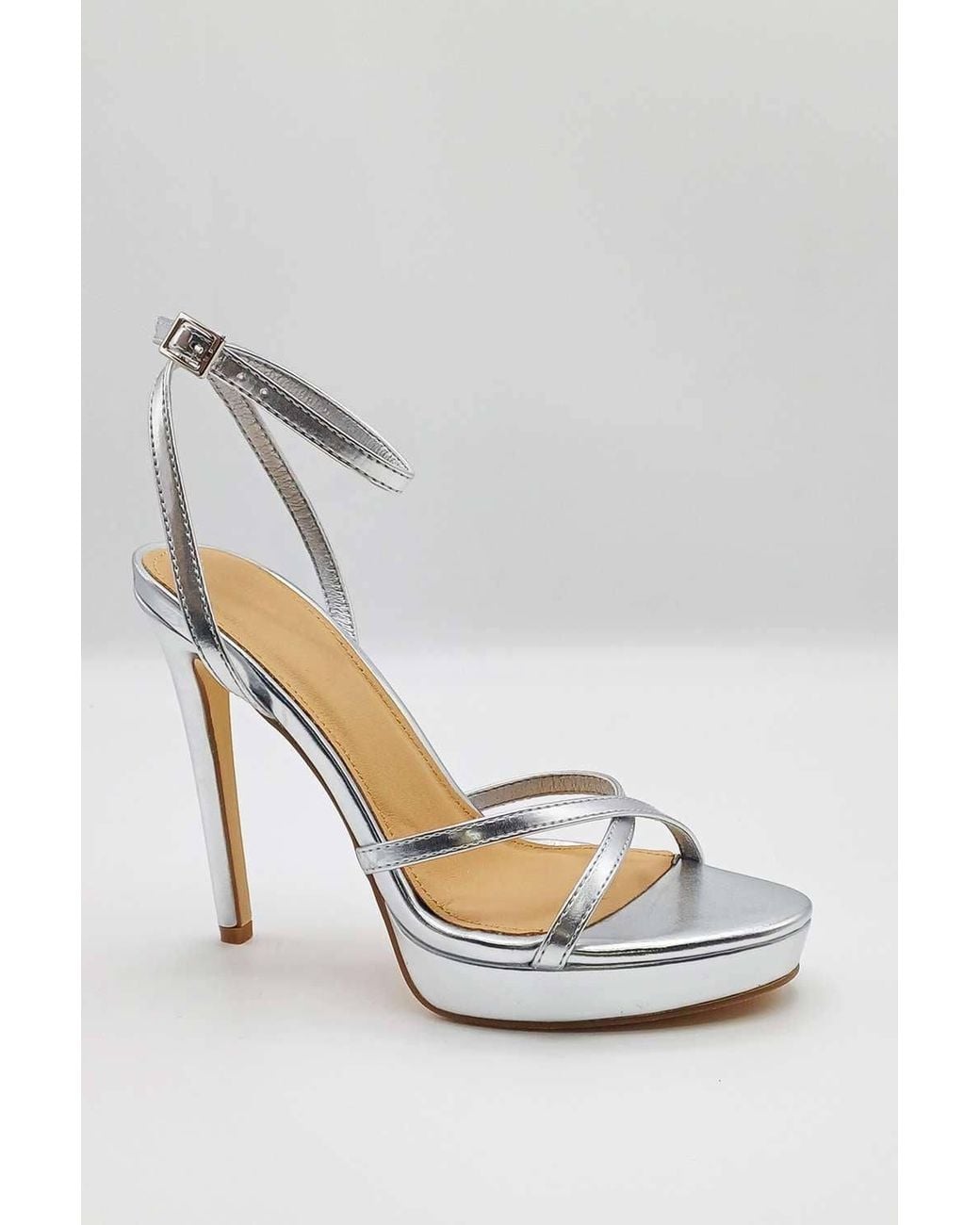 Miss Diva Metallic Kalilah Crossover Strap Platform Heeled Sandals