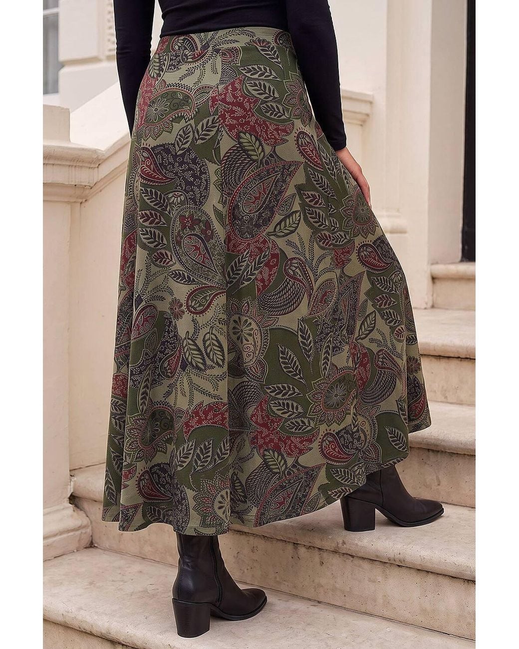 Roman Brown Paisley Print Skirt