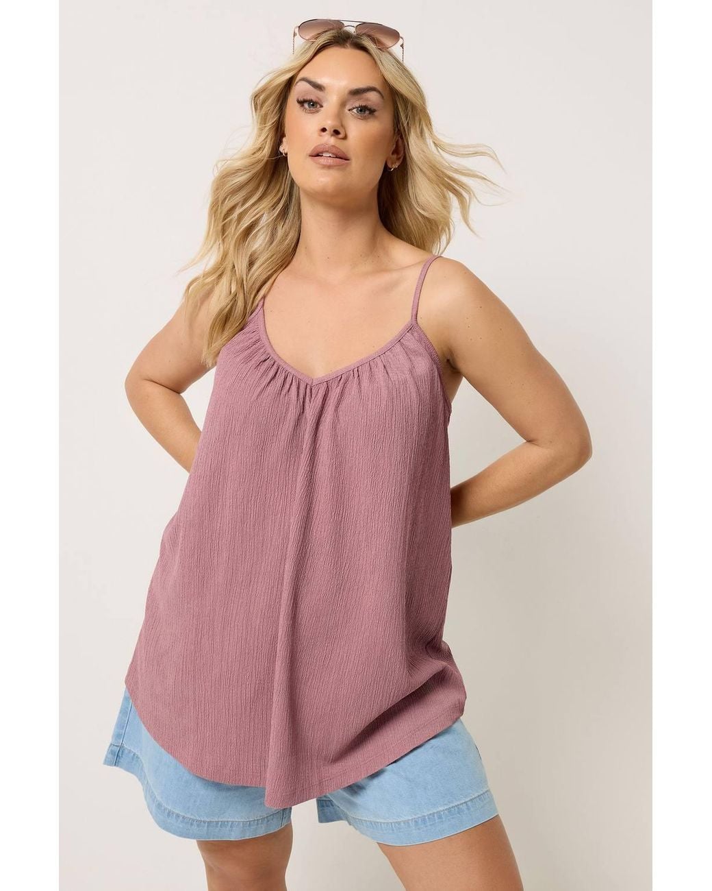 Yours Pink Gathered Textured Cami