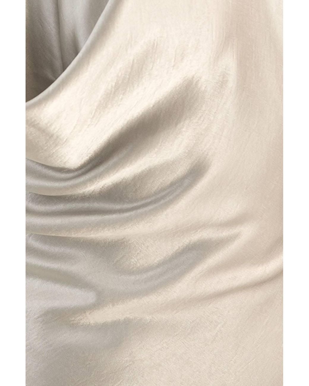 Nasty Gal Natural Satin Wrap Tie Neck Cowl Front Mini Dress