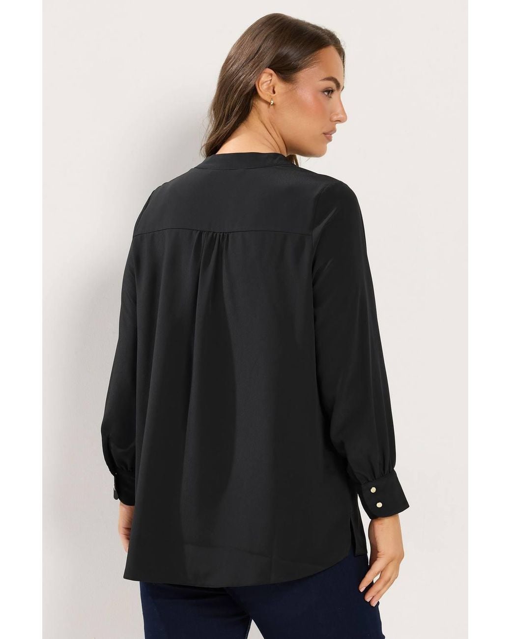 Yours Black Half Placket Blouse