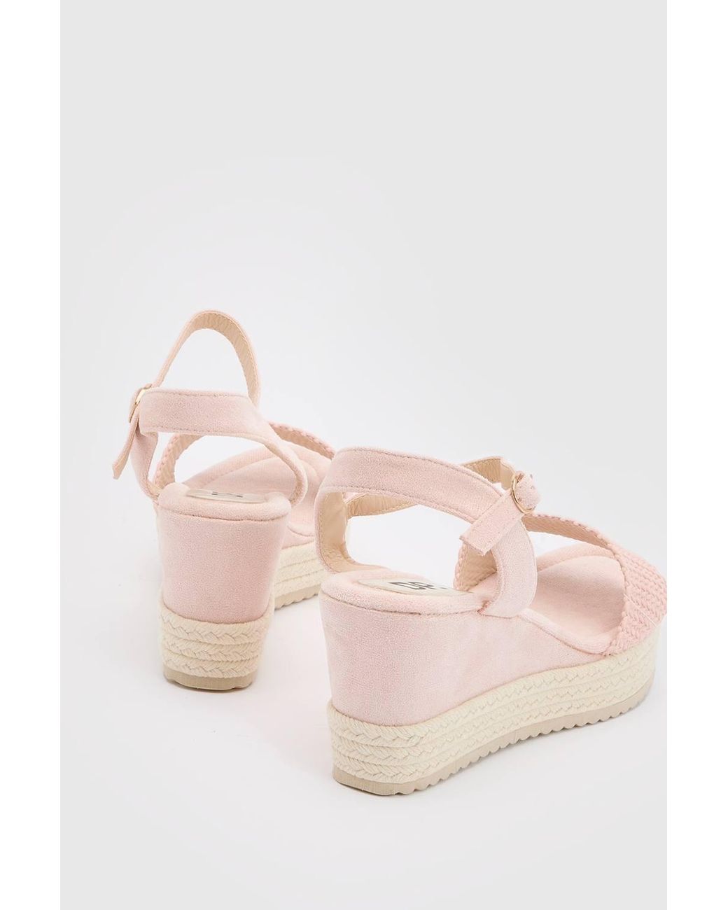 Dorothy Perkins Blue Amelie Textile Platform Open Toe Wedge Sandals