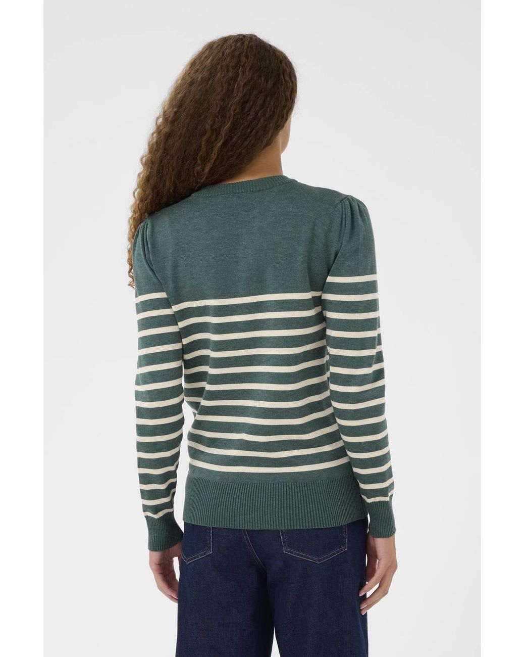 Saint Tropez Green Milasz Slim Fit Striped Jumper