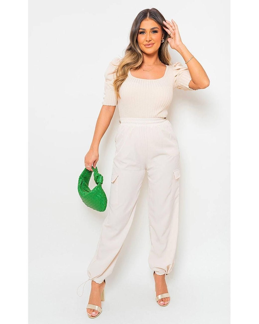 IKRUSH Green Aubree Casual Drawstring Cargo Pants