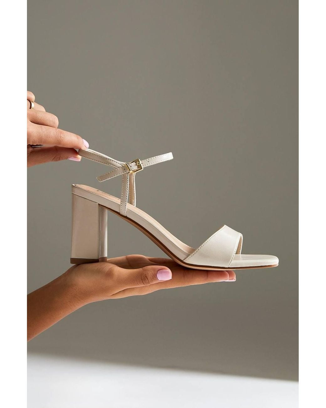 Linzi Natural Reveal Faux Leather Block Heeled Sandals