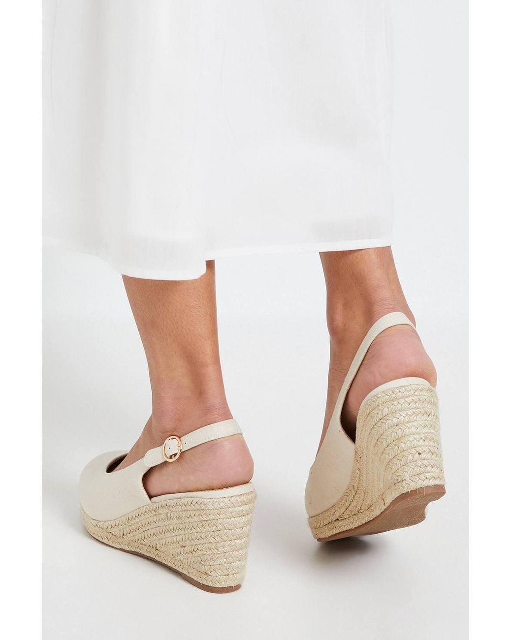 Dorothy Perkins Natural Wide Fit Riya Closed Toe Slingback Espadrille Wedge Sandals