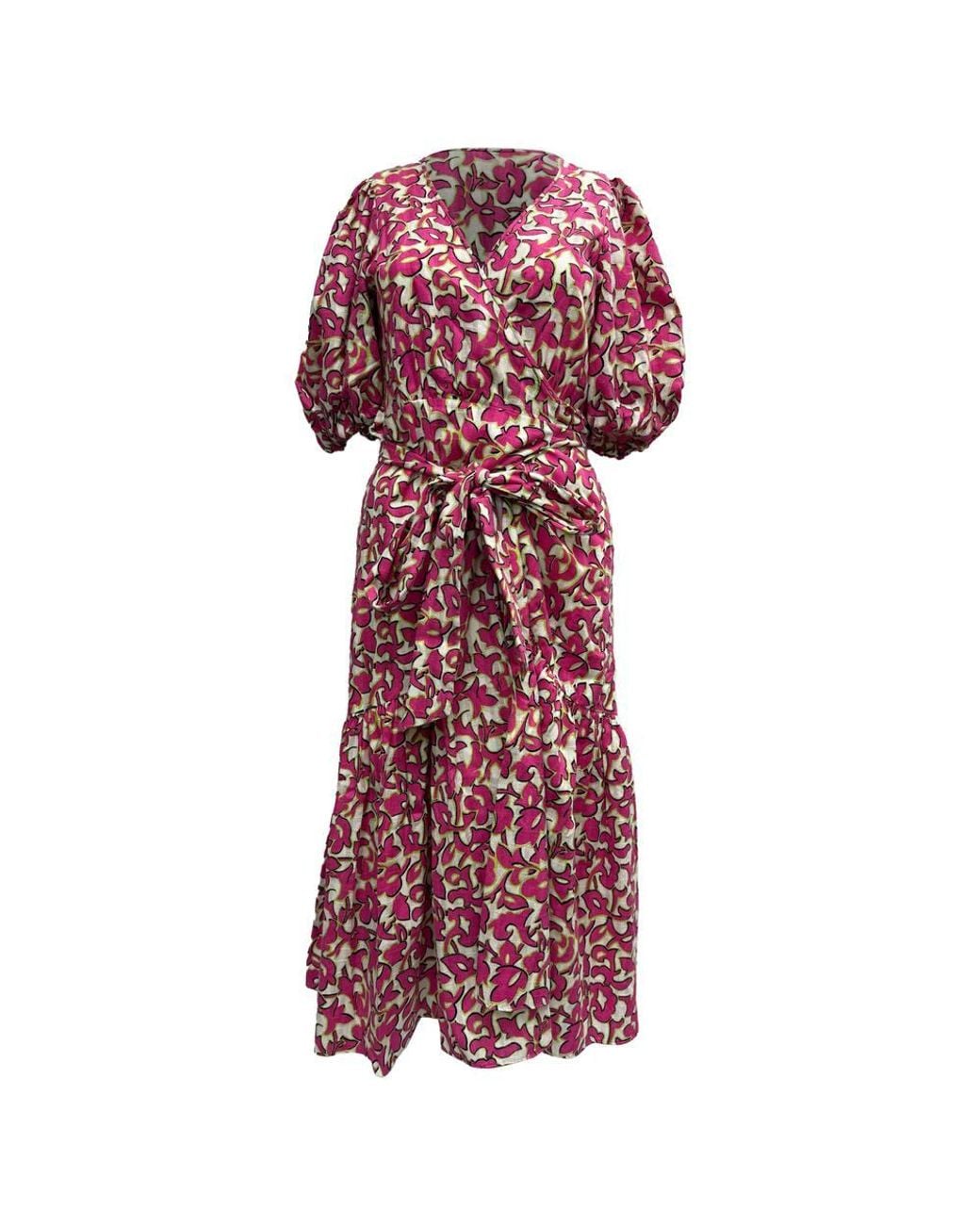 Diane von Furstenberg Red Preloved Elektra Printed Midi Wrap Dress