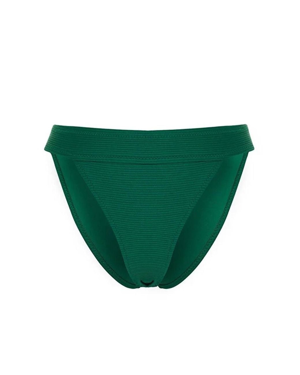 WOVCOR Green Textured Regular Waist Bikini Bottom W/ Minimal High Leg Fit