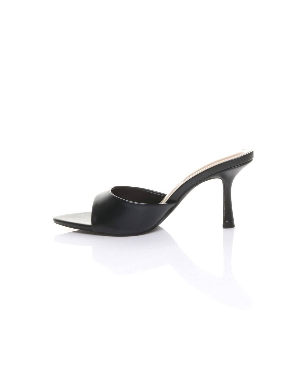 AJVANI Black High Heel Pointed Peep Toe Sandals Mules