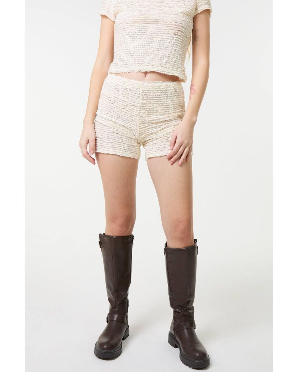 Pink Vanilla Natural Textured Stretch Mini Shorts