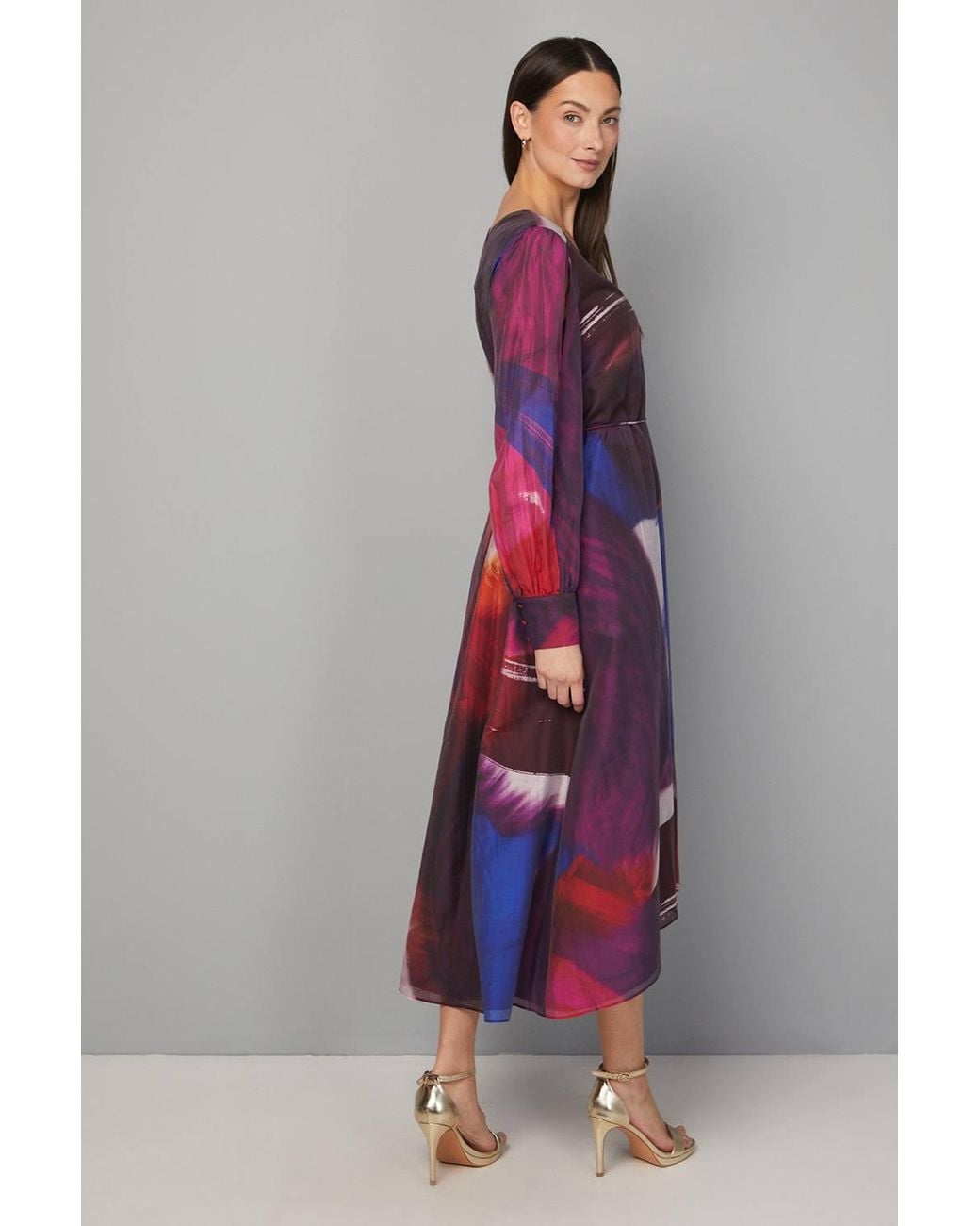Wallis Red Abstract Trapeze Midi Dress