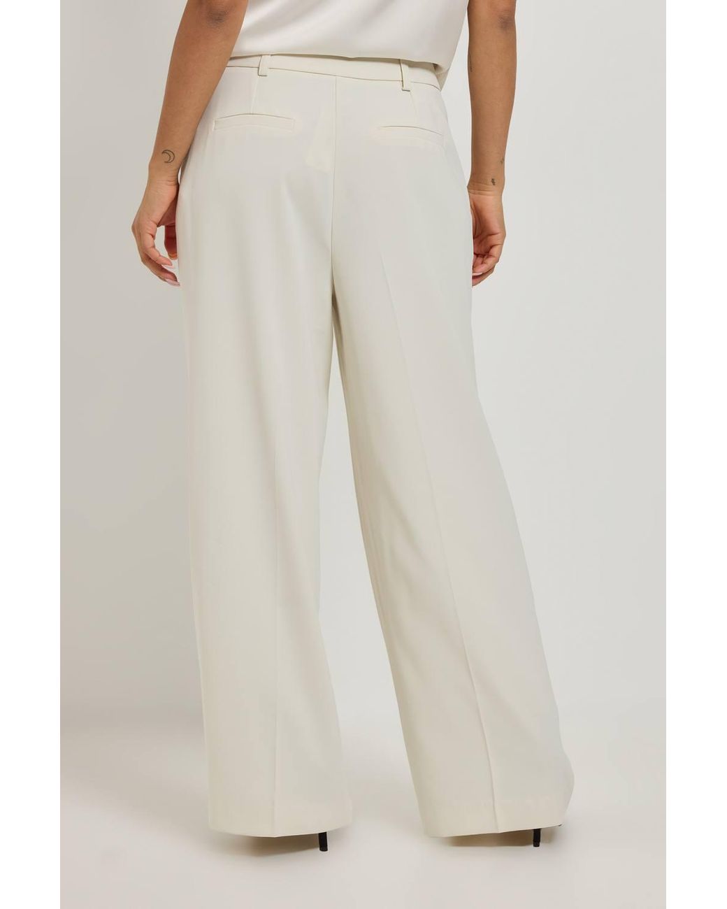 Wallis Natural Petite High Waisted Pintuck Trouser
