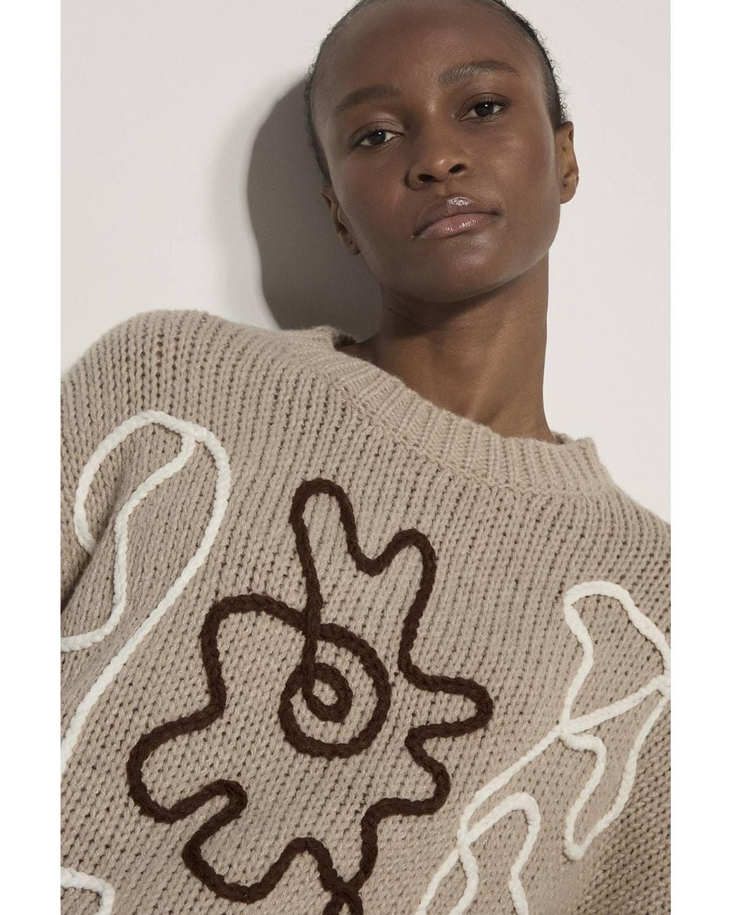 Apricot Natural Oversized Cornelli Embroidered Jumper